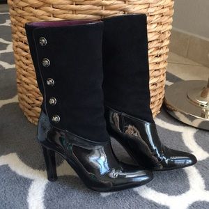 Coach Suede and Patent Leather Black Boots
